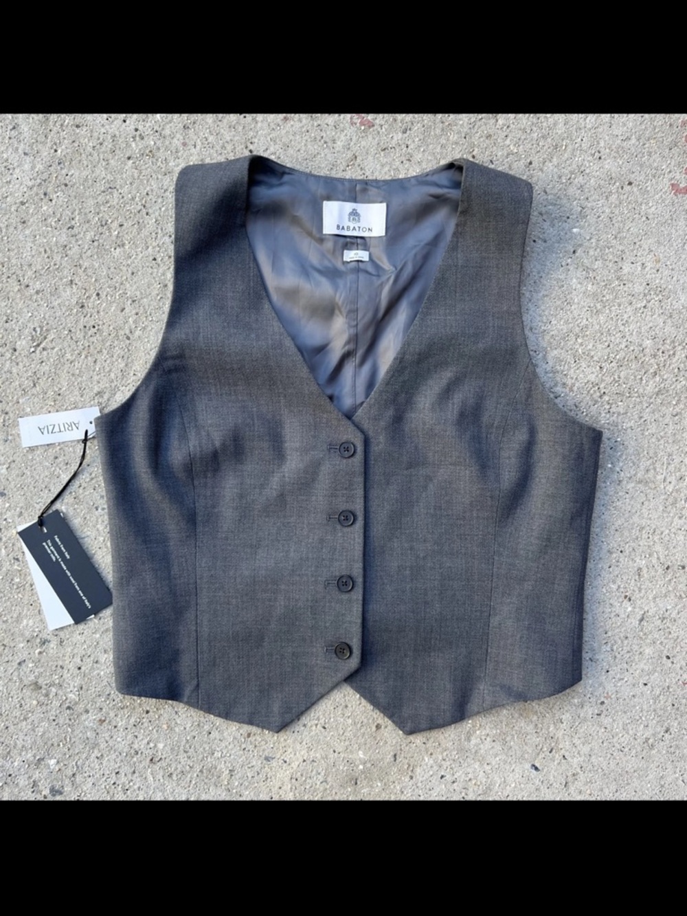 Babaton Curio Vest Gray Wool Sz 10 Medium NWT Office Siren Academia capsule